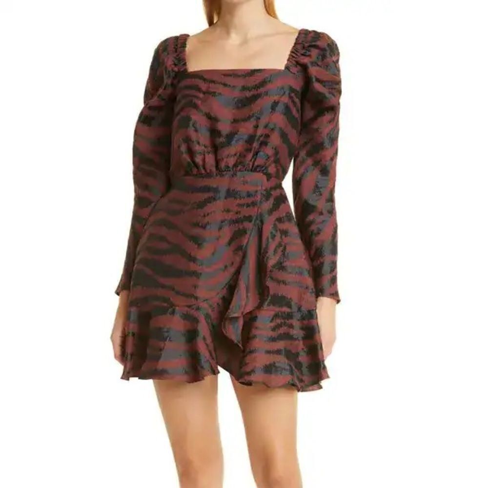 Ted Baker London Brodii Animal Print Long Sleeve Dress in Brown/Black TB 2, US 6